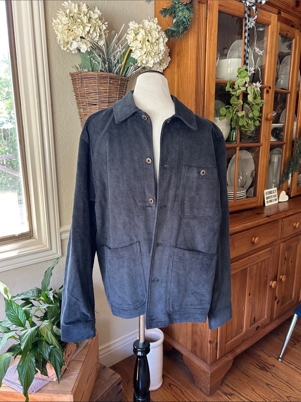 Men's Line of Trade Lined Navy Blue Long Corduroy Jacket - New no Tags